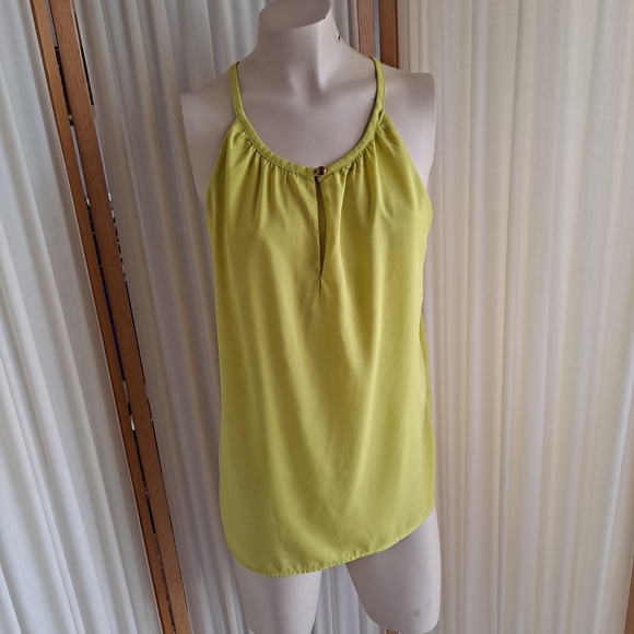 Banana Republic yellow/green key hole halter tank top, medium - Picture 1 of 4